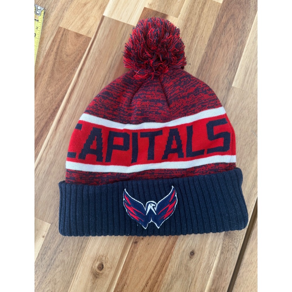 Washington Capitals NHL Fanatics Authentic Pro Pom Beanie Hat Navy  Fleece Lined